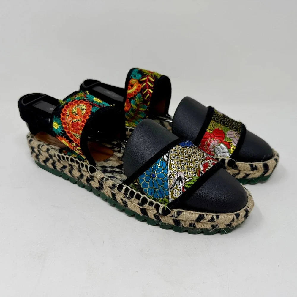 Kron by KronKron Women's Sz 8.5 Embroidered Platform Espadrille Sandals Colorful